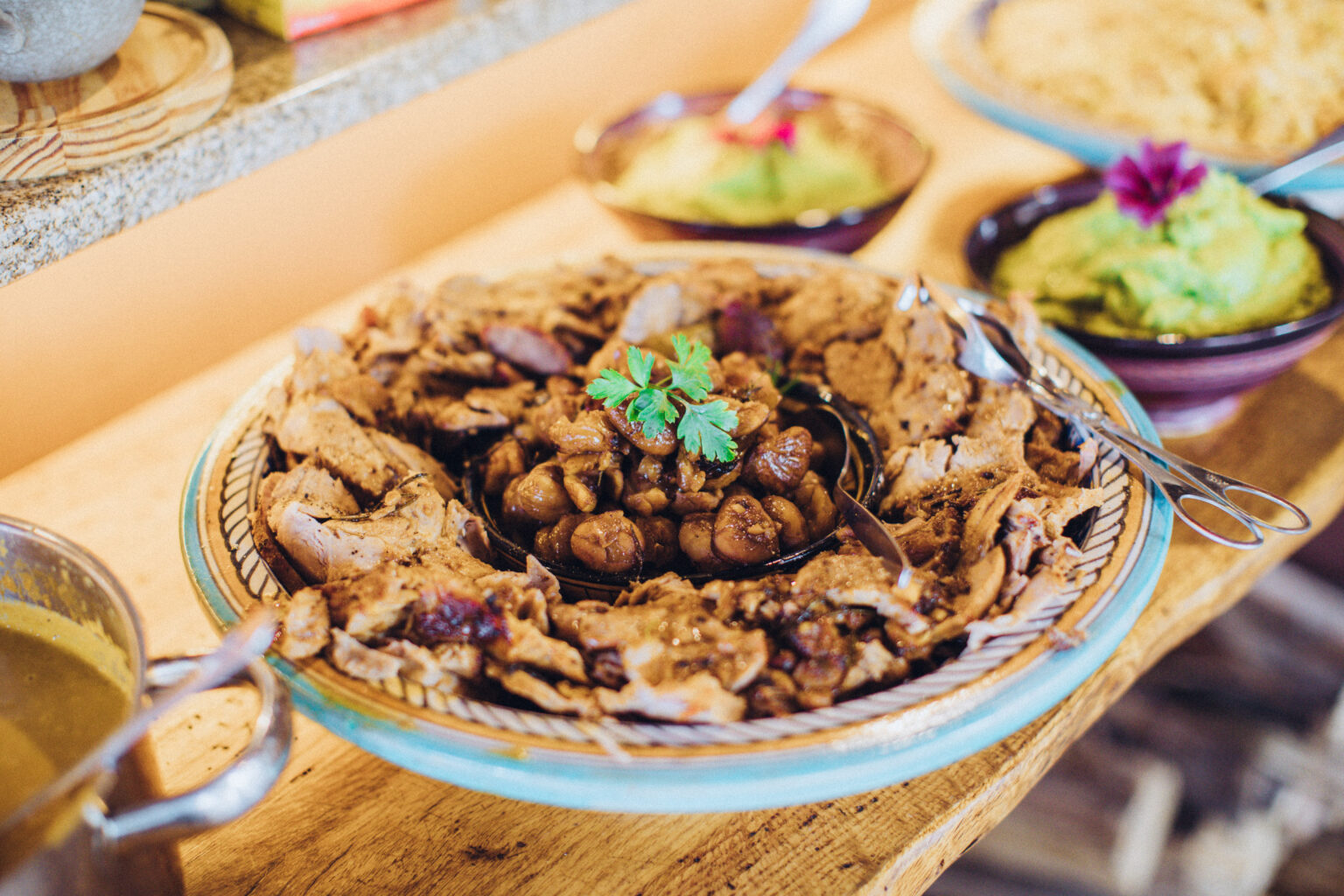 A plate of fresh food from the retreat kitchen